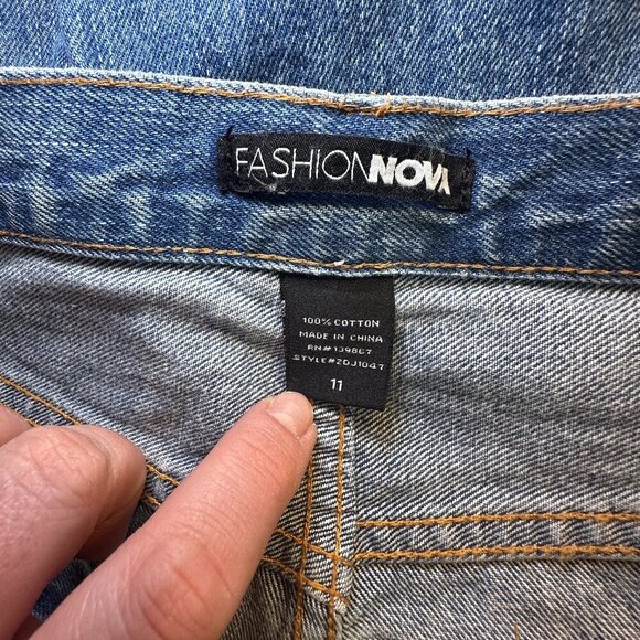 Women's Junior 11 Fashion Nova Crossover Straight Leg Jeans Non-Stretch - Picture 7 of 8